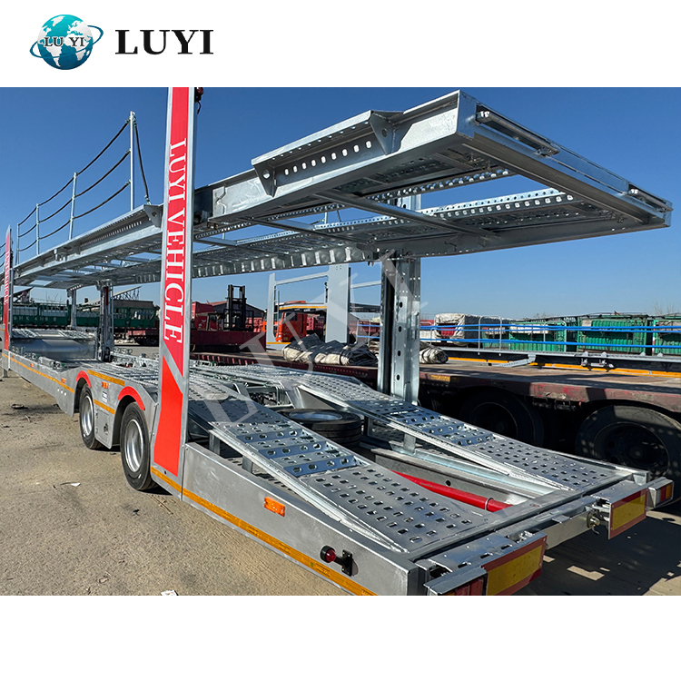 China 6-8-10 Cars Hydraulic Lift 2 Axle Double Deck Car Carrier Trailer Air Suspension Towing Transport Hauler