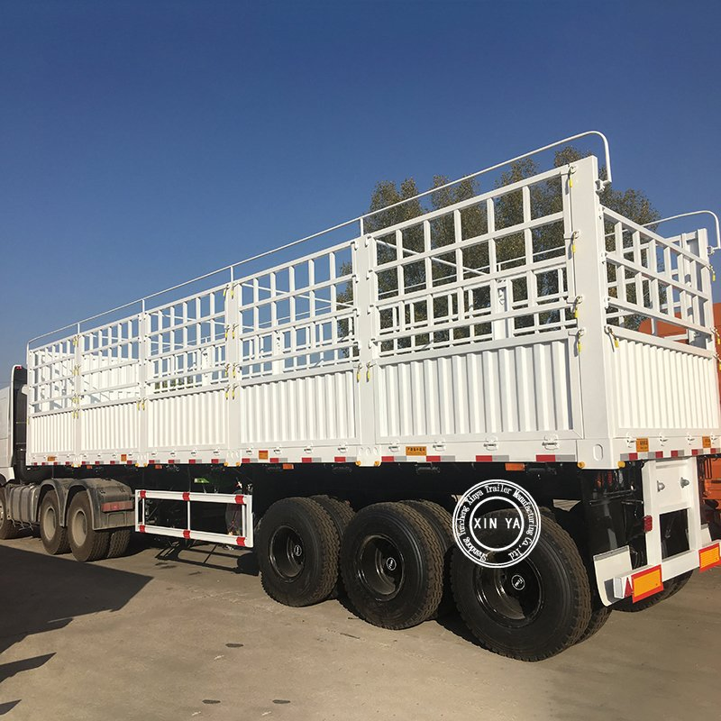 3 Axles 50ton Fence Semi Trailer Side Wall Dump Truck Semi Trailer Transport Semi Truck Traile Boxr Trailer High Enclosed Side Wall Cargo Trailer with Stake