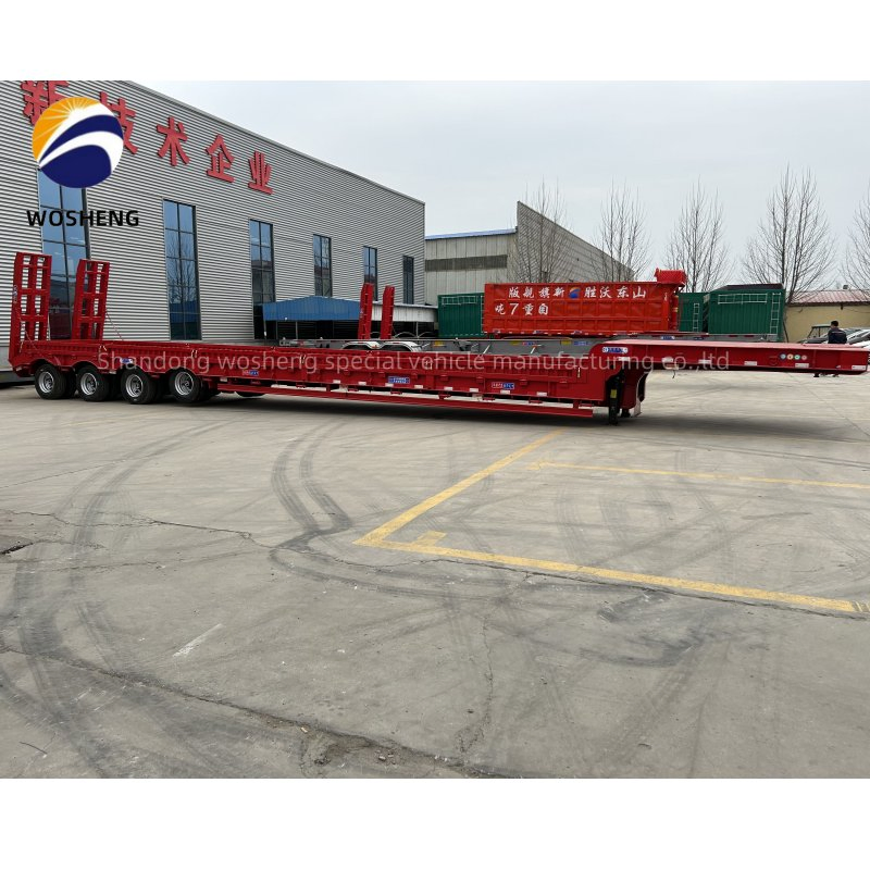 Best Selling 3/4/5/6/7/8 Axle 80t100tons Stretchable Gooseneck Hydraulic Ramp Low Loader/Lowbed/ Lowboy Low Bed Truck Trailer for Earth Mover Transport