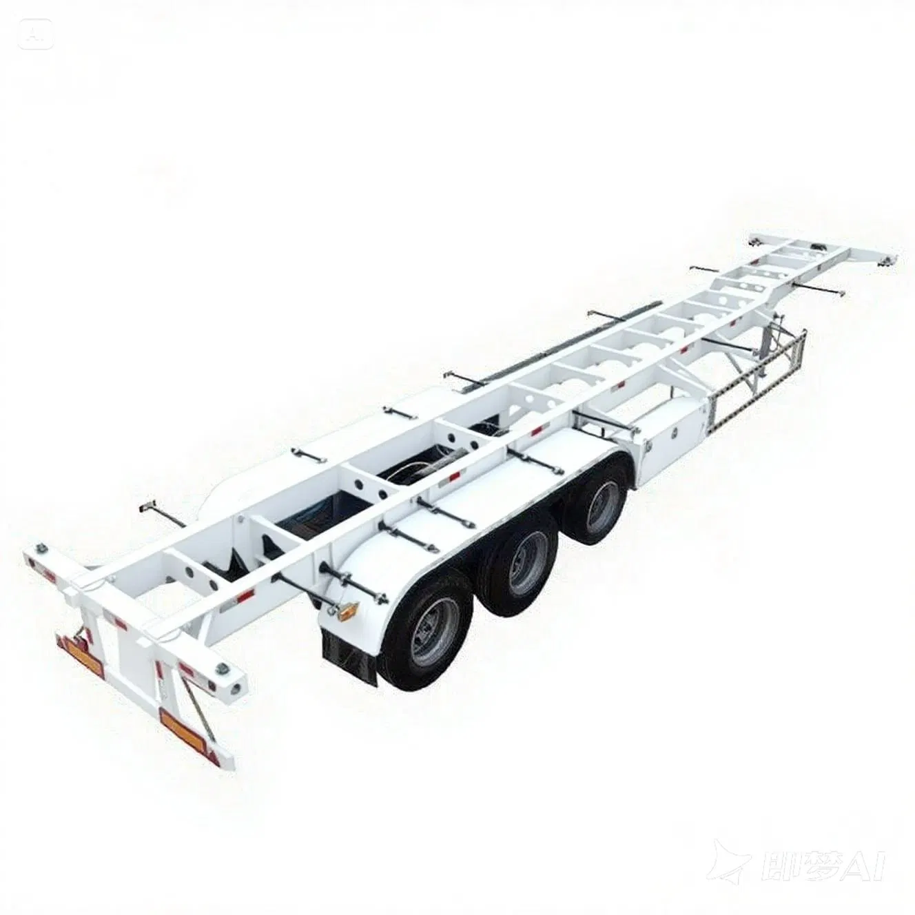 High-Performance 3 Axle Container Chassis with 40FT Length and Double Drop Frame Skeleton Semi Trailer for Low-Center Container Transport