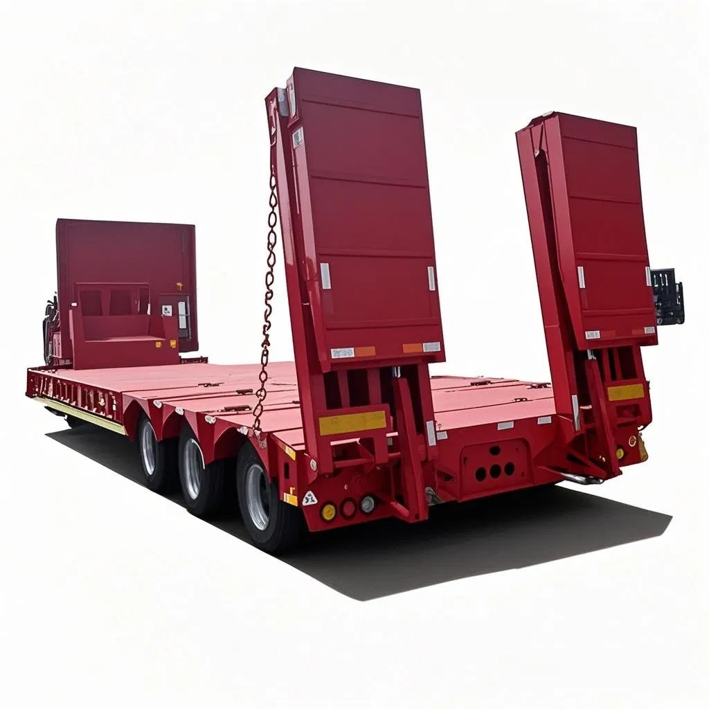Low Bed Semi Trailer with Extendable Deck 3-Axle 120t Capacity Load 18000mm Max Length Rust-Resistant Coating