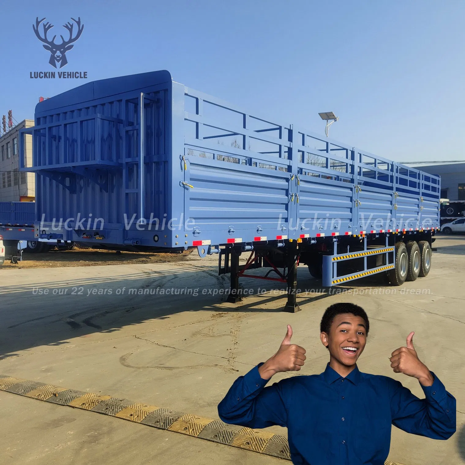 Factory Price China 3 Axles Side Wall Bulk Cargo Transport Drop Side Cimc Livestock Fence Sidewall Semi Truck Trailer for Sale Ethiopia