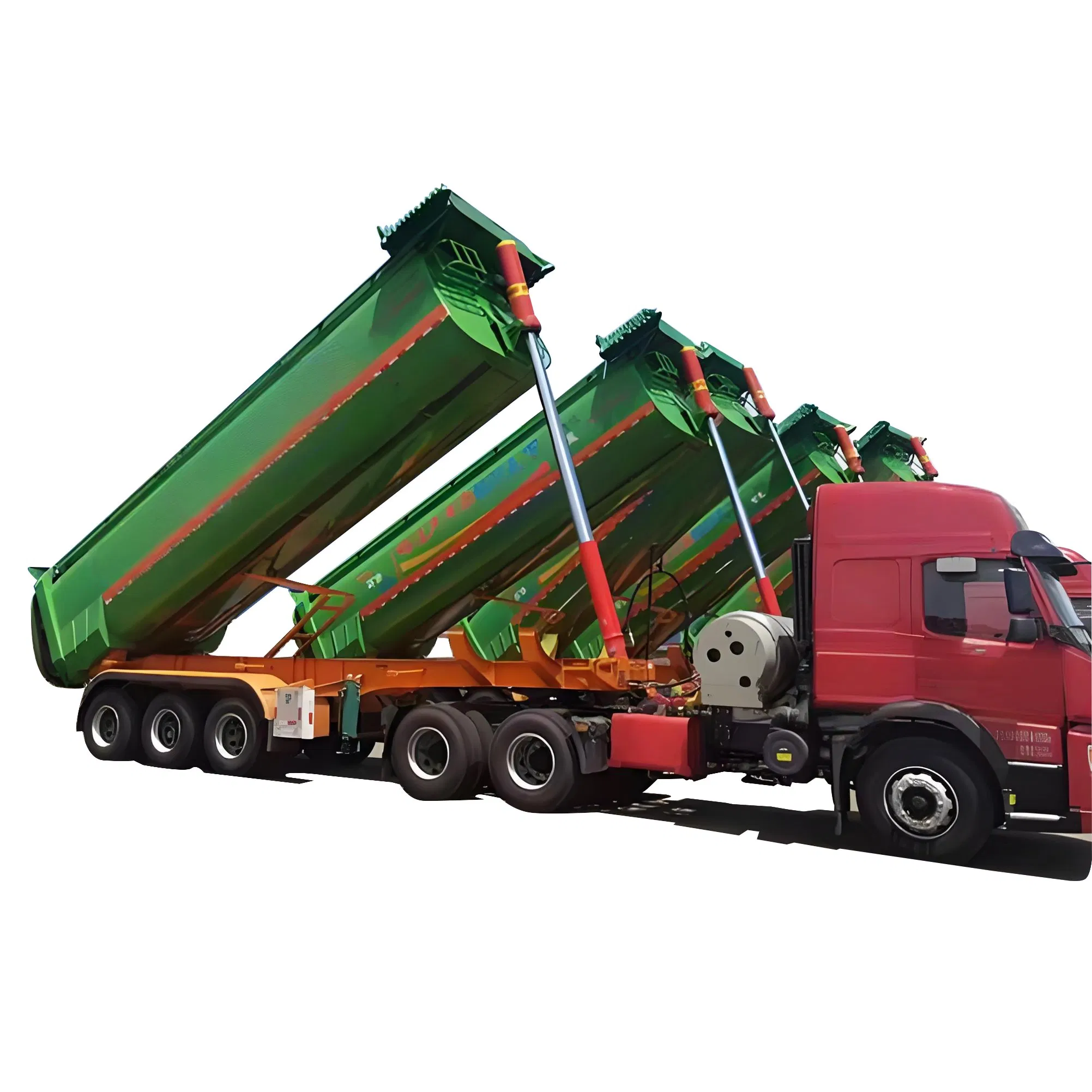 Customized 3/4 Axle 60ton Mini Hydraulic End Dump Self Loading Tipping Box Semi Truck Trailer Side for Coal Sand Transport