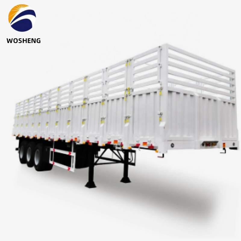 White Color Transport Cargo and Livestock Usage 3 Axle 4 Axle Flat Type Sidewall Side Fence Semi Trailer for Sale