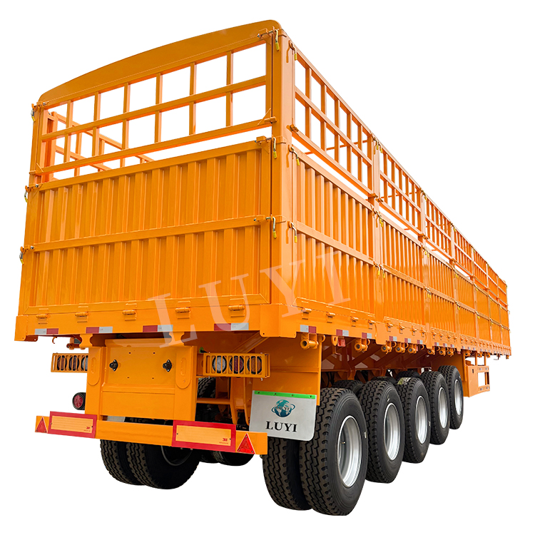 5-Axis 80 Ton Fence Ventilation Design Cargo Transportation Truck Semi Trailer Side Wall Trailer 3 Axle Fence Cargo Semi Trailer