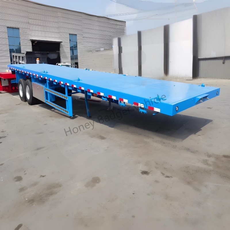 2 Axles Headboard Flatbed Timber or Log Loader Bulk Cargo Transport Semi Trailer with Side Posts