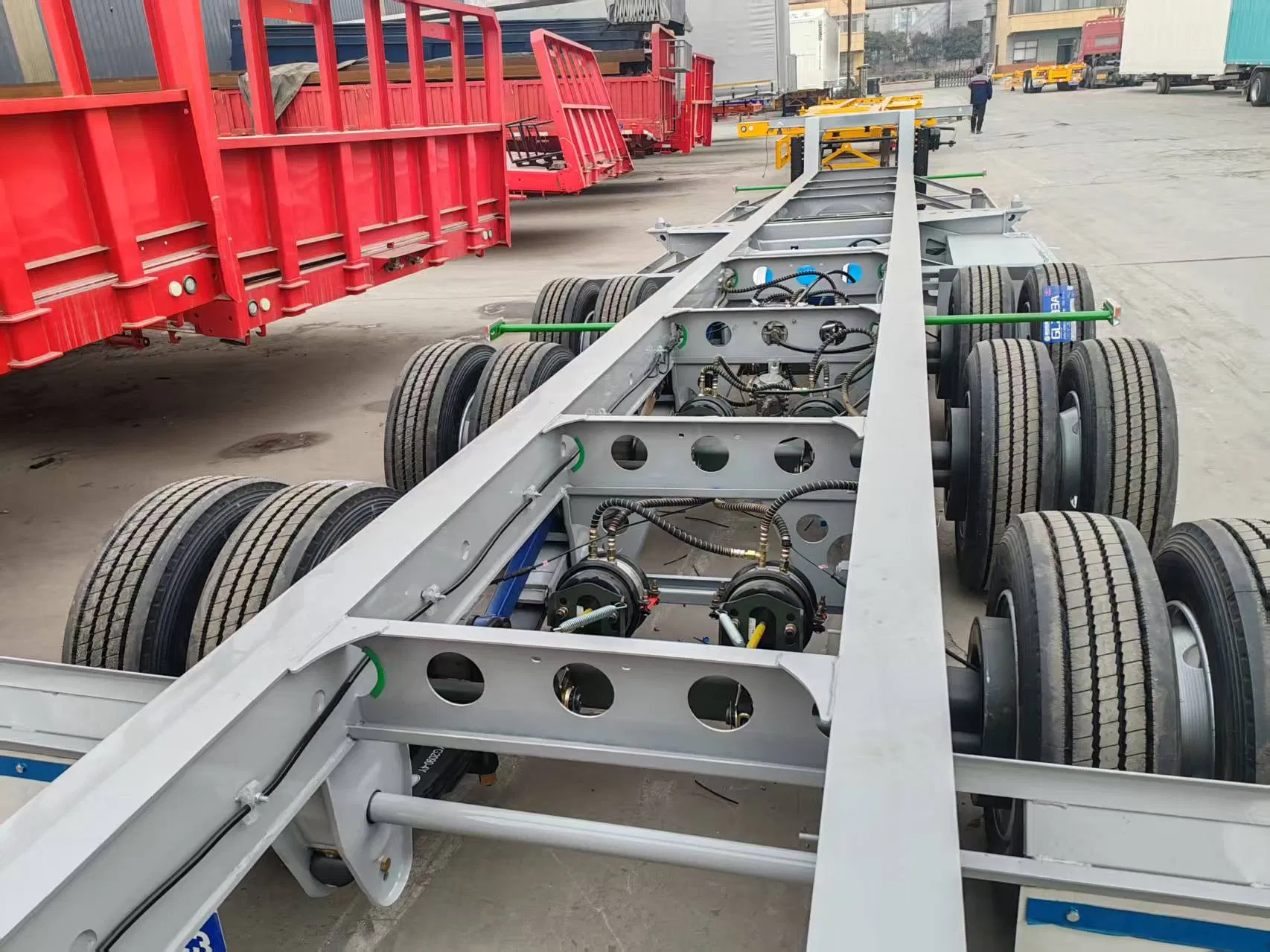 3 /4 Axle 20FT 40FT ABS Anti-Lock Braking System Skeleton Semi Trailer