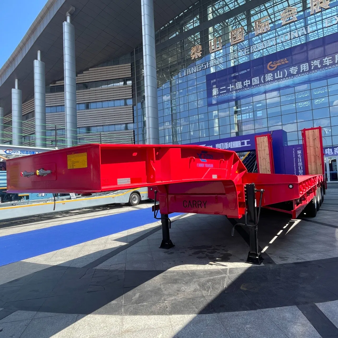 3/45axle 60/100ton Hydraulic Extendable Gooseneck Drop Deck Flat Low Bed Loader Platform Lowbed Semi Trailer Lowboy