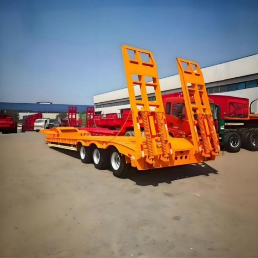 China Low-Bed Semi Trailers 13 Meters Special Purpose Low-Bed Truck Trailer 12 Wheels for Sale Good Price