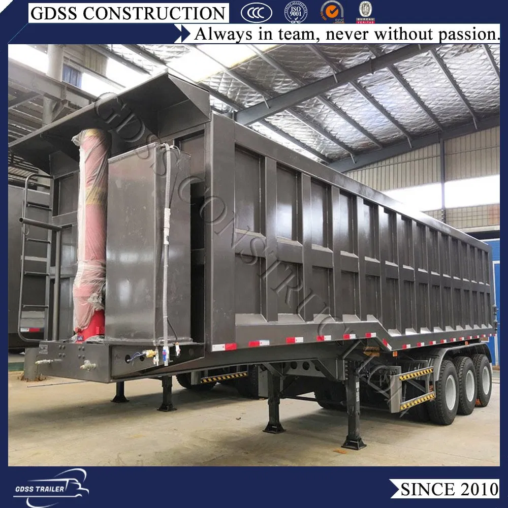 Loading 60 Tons Grains Stones Rear Tipper Truck Semi Trailer