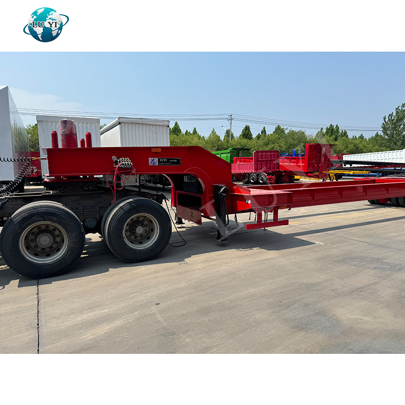 Heavy Duty Excavator Low Bed Flatbed Trailers 9 Lines 18 Axles Extendable Lowbed Truck Semi Trailer for Sale