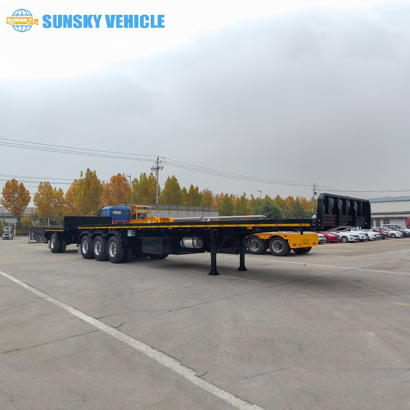 Two Coat Anti-Corrosion Prime 3 Axles Flatbed Semi-Trailer for Outdoor Use