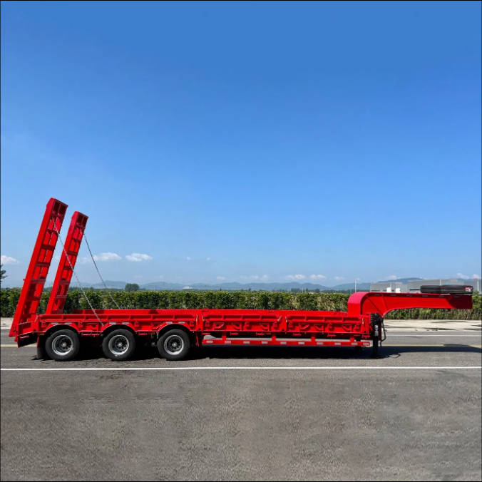 60-80ton Flatbed Trailer Truck Trailer Lowbed Semi Trailer Hydraulic Modular Trailer Lowboy 3/4/5axles Heavy Duty Dolly Semi Trailer