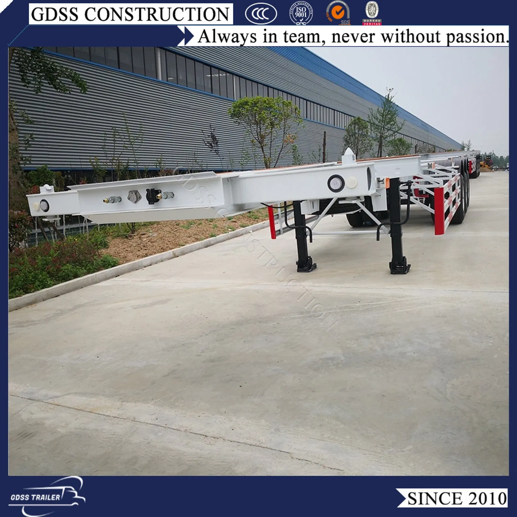 Delivery Container 40FT Size Skeletal Chassis Semi Trailer for Sale