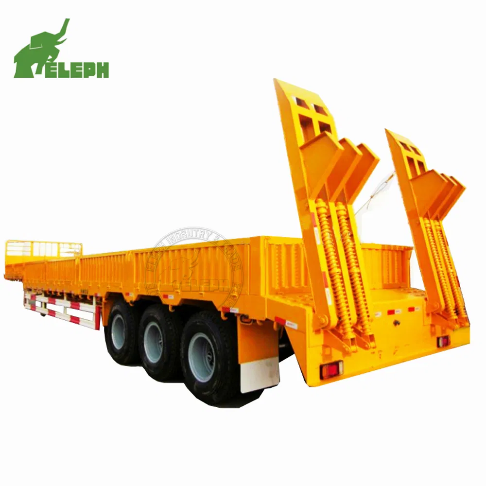 3 Axle 50t-80t Extension Low Bed Lowboy Heavy Truck Trailer Lowbed Semi Trailer with Side Wall