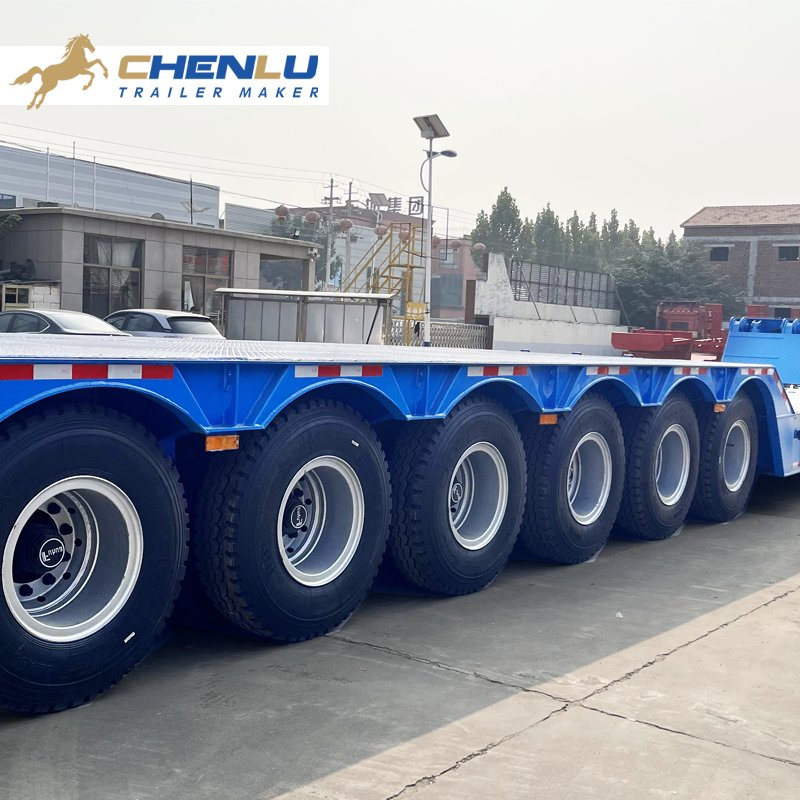 4-Axle, 5-Axle, 6-Axle Hydraulic Low-Bed Semi-Trailers 80-Ton, 100-Ton, 120-Ton, 150-Ton Low-Bed Semi-Trailers Folding Gooseneck Excavator Trailers for Sale