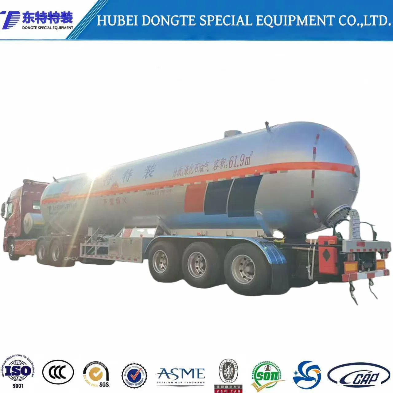30-Ton 60000 Liters 3-Axle LNG Semi-Trailer LPG Gas Tanker for Gas Transportation Purposes Trailer