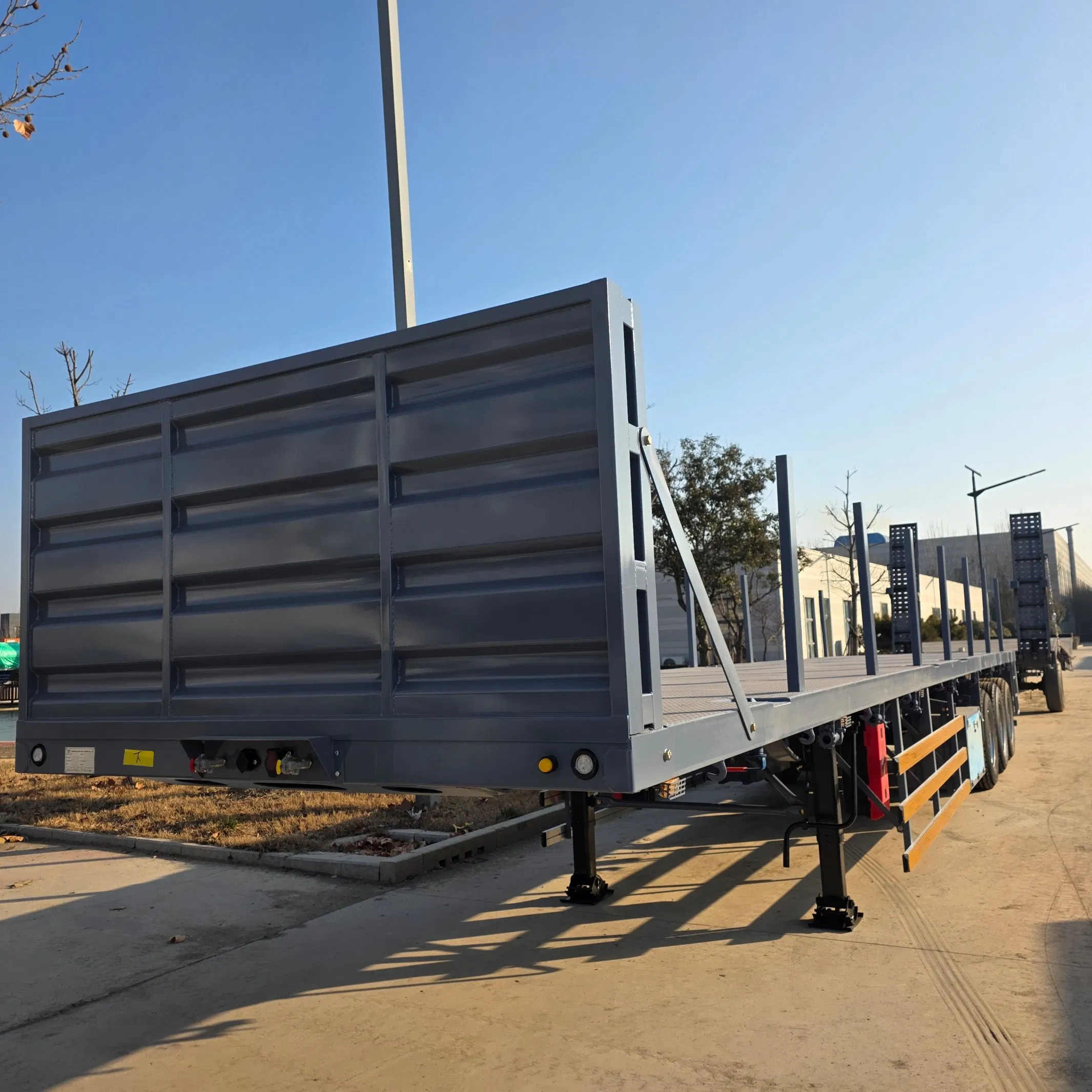 3axle Timber Logging Transport Platform Flatbed Flat Bed Side Posts Pipes Semi Trailer on Discount for Sale