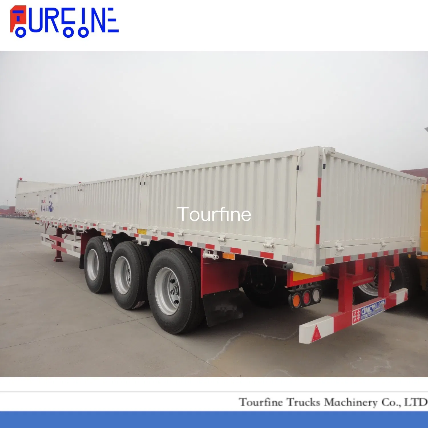 Van/Box/Side Wall/Fence/Stake Truck Semi Trailer for Animal/Livestock/Beer Transport 4 Axle Container Trailer with Removable Side Wall