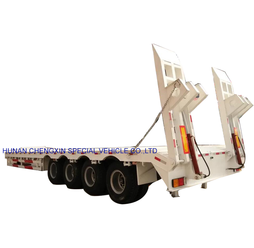 Double Drop Lowboy Low Bed Transport Large Machine Semi Trailer for Sale