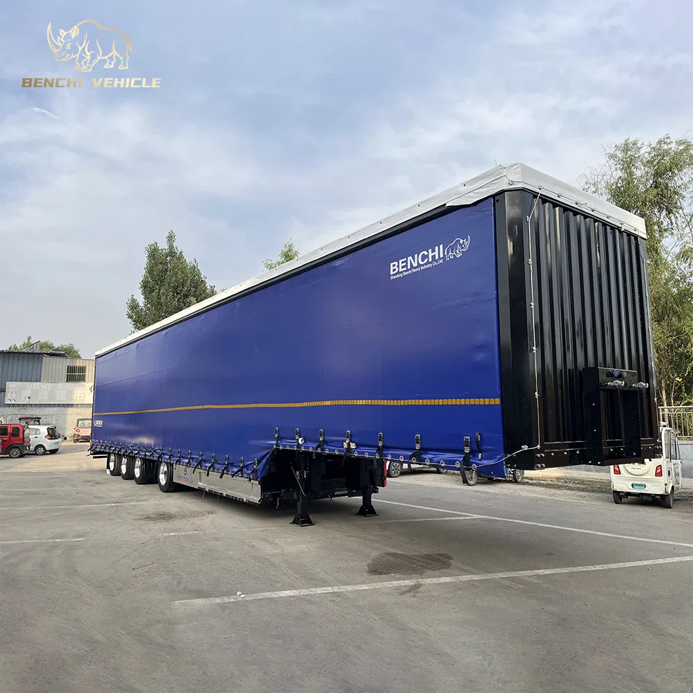 Ottc Certification Tri 3 Axle Van Box Type Truck Semi Trailer Cargo Side Curtain Semi Trailer for Sale