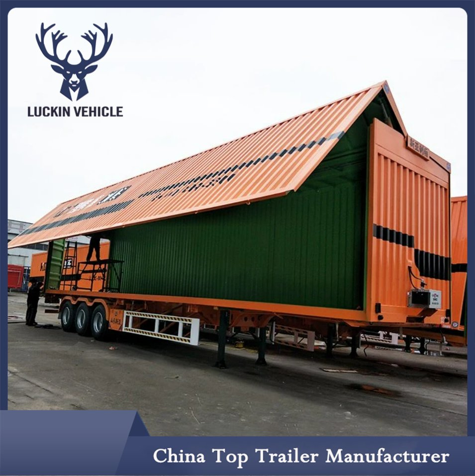 China Low Price Side Curtain Trailer Best Selling 3 Axle Enclosed Cargo Dry Box Van Semi Trailer 12m Long 12 Wheels Cargo Transportation