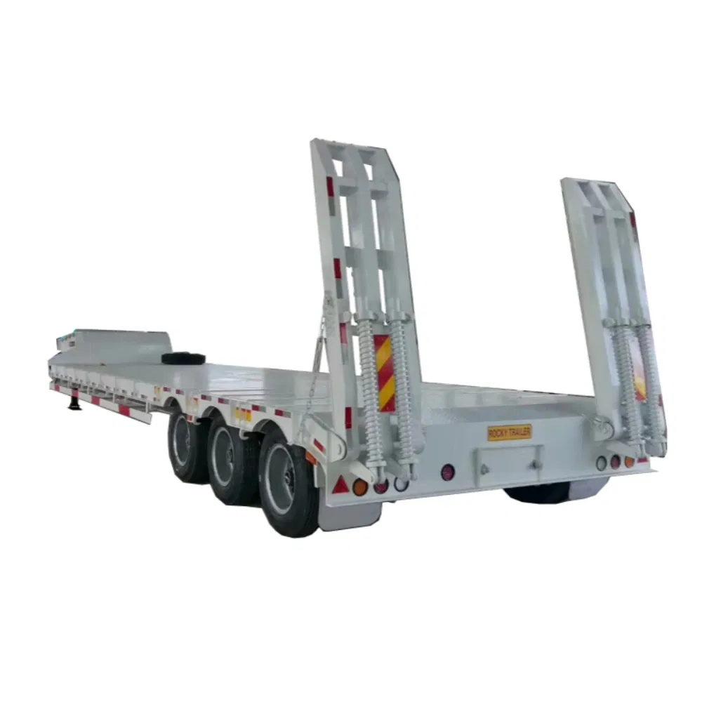 3 Axle 60 Tons 100 Ton Hydraulic Extendable Lowboy Loader Lowbed Low Bed Truck Semi Trailer for Sale