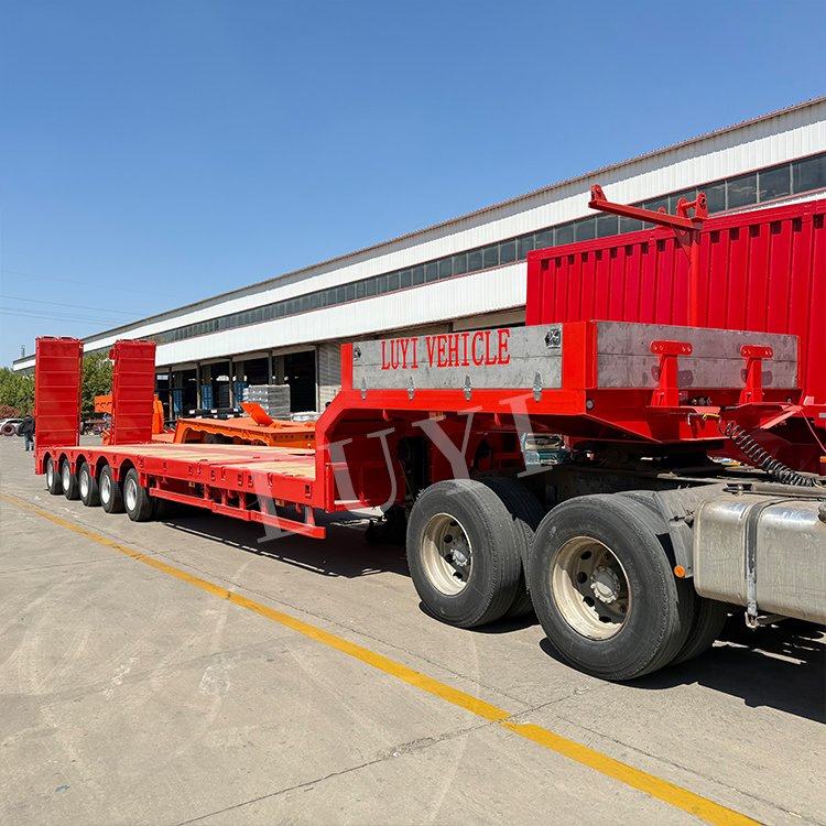 2/3/4/5 Axle Low Bed Loader Gooseneck Heavy Duty Transportation Platform Cargo 50/60/80/100/120 Lowbed Lowboy Flatbed Semi Truck Trailer for Sale