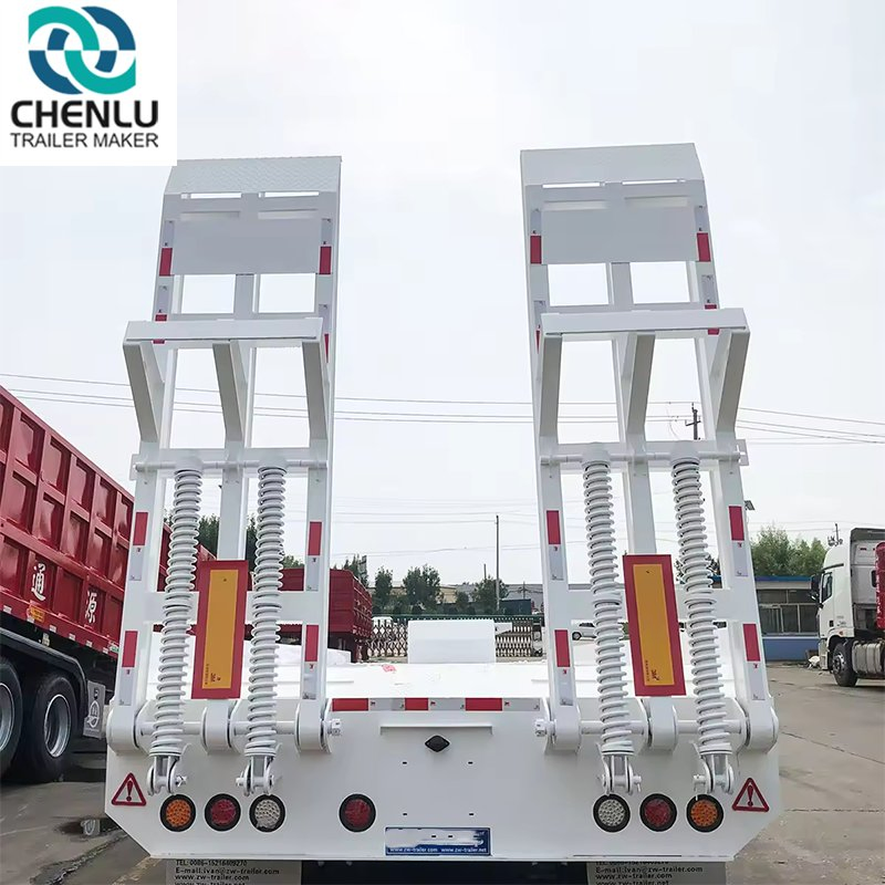Transporting Excavators, 40/50/80 Ton 3/4 Axle 40 FT 45 FT Low Bed Semi-Trailer