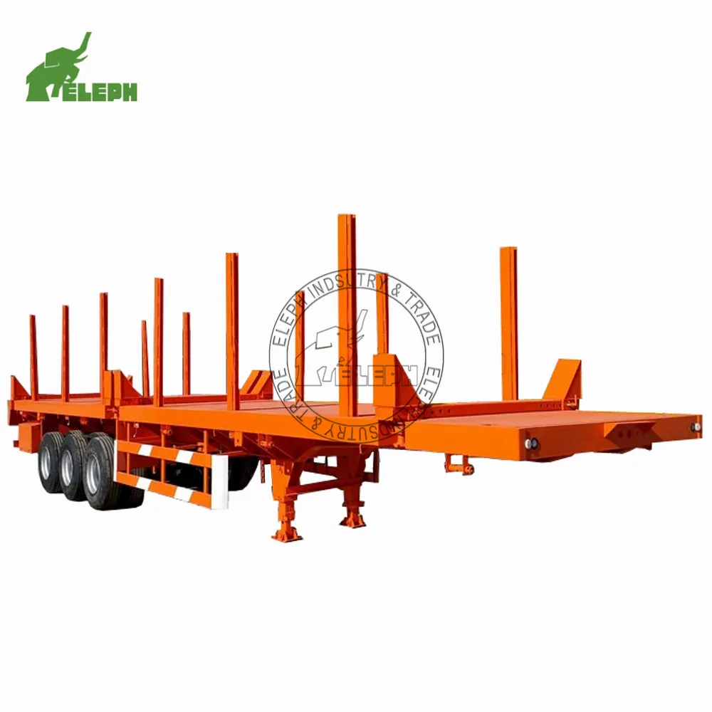 Trailer Flatbed Eleph 3 Axles Side Stake Timber Trailer Log Carrier Semi Trailers 20FT 40FT Container Flatbed Semi Trailer