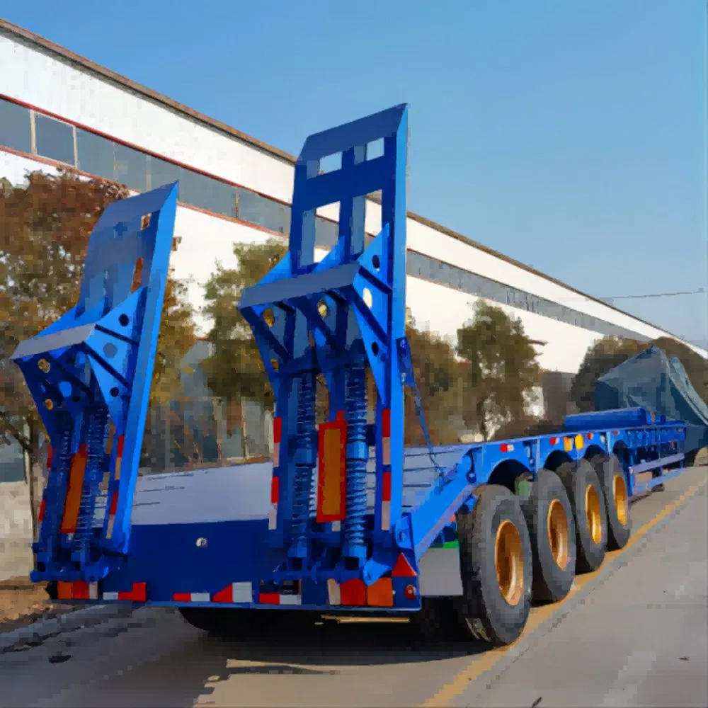 3 Axle 60 Tons 100 Ton Hydraulic Extendable Lowboy Loader Lowbed Low Bed Truck Semi Trailer for Sale