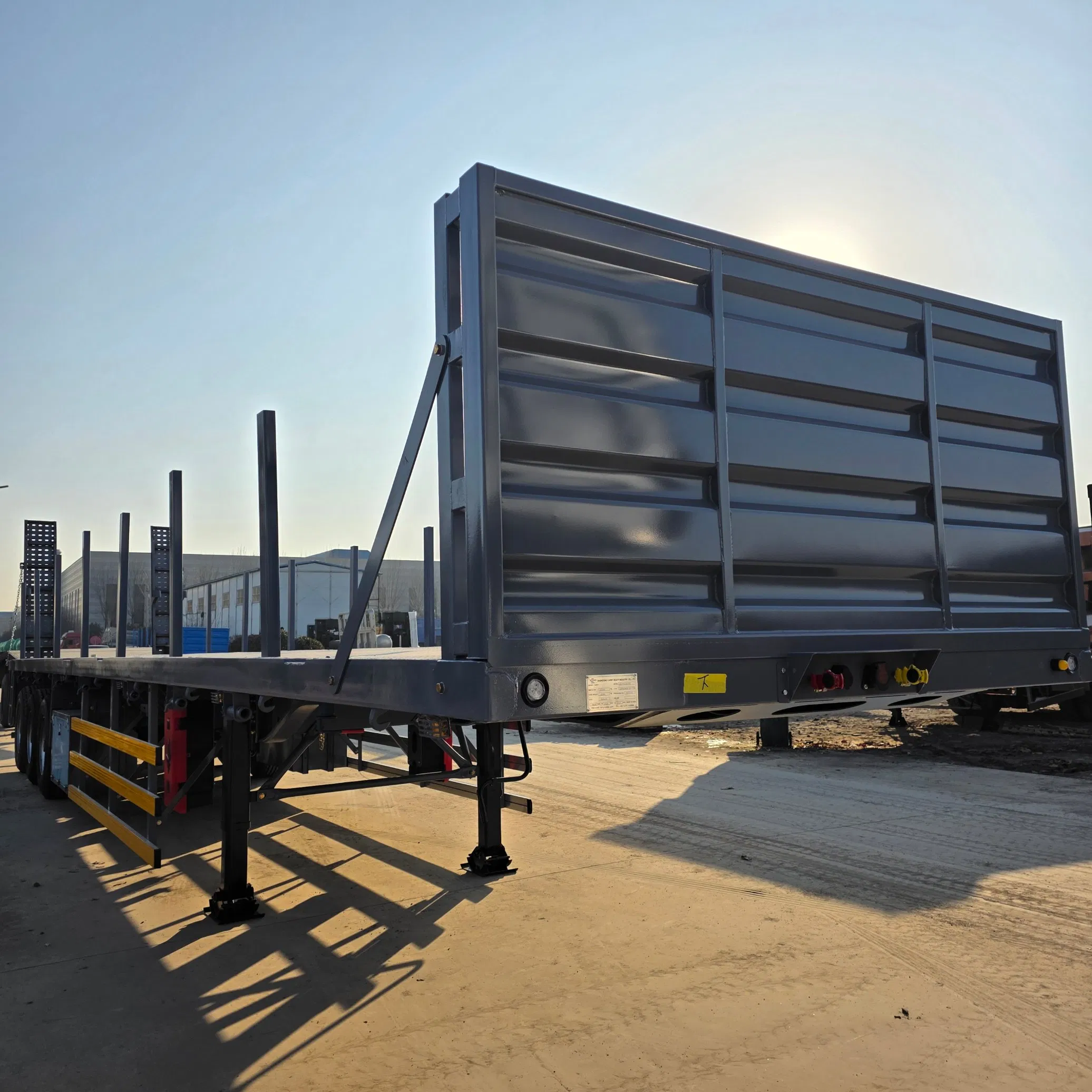 3axle Timber Logging Transport Platform Flatbed Flat Bed Side Posts Pipes Semi Trailer on Discount for Sale
