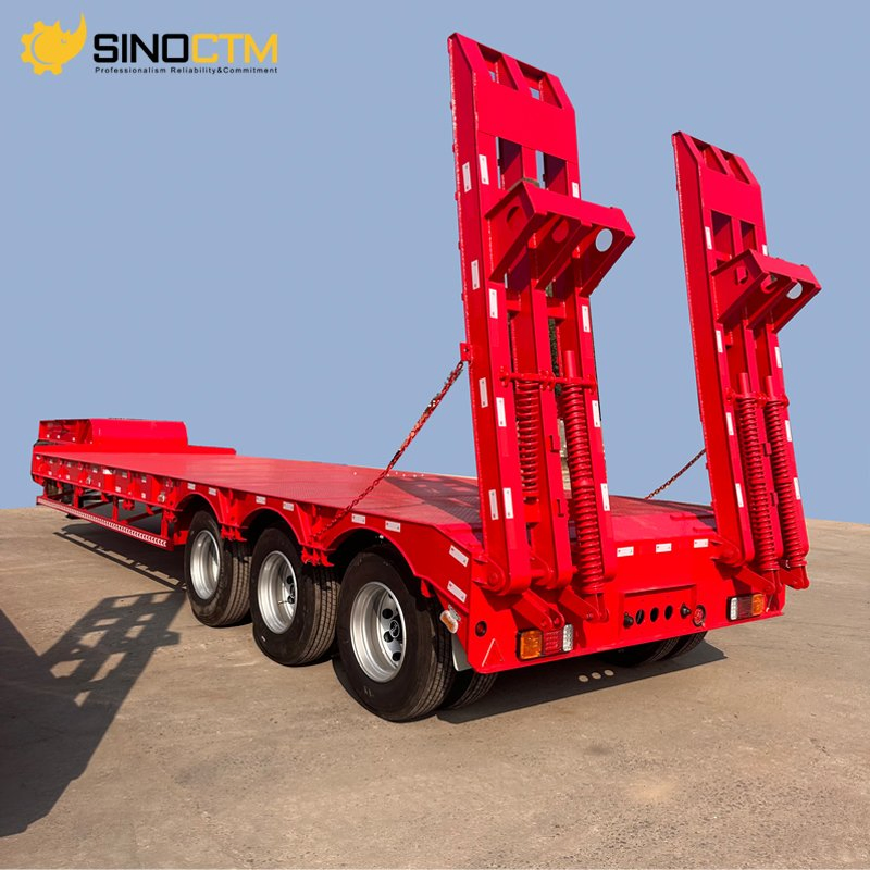 3 Axle 80 Tons Extendable Lowboy Loader Lowbed Low Bed Truck Semi Trailer for Africa