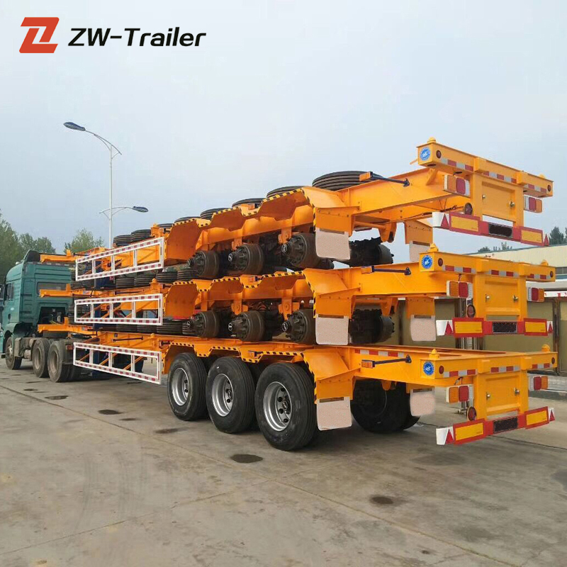 Stock 3 Axle Jost Support Leg Container Chassis Skeleton Semi Trailer