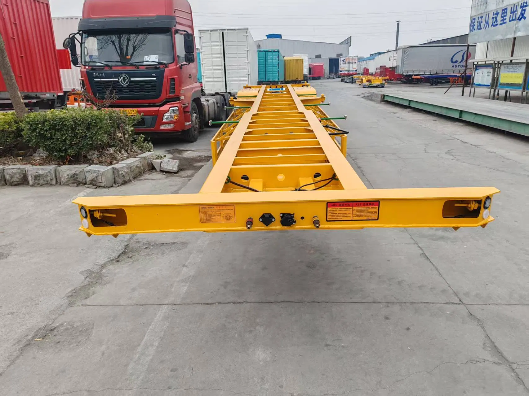 3 /4 Axle 20FT 40FT ABS Anti-Lock Braking System Skeleton Semi Trailer