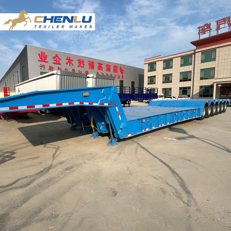 4-Axle, 5-Axle, 6-Axle Hydraulic Low-Bed Semi-Trailers 80-Ton, 100-Ton, 120-Ton, 150-Ton Low-Bed Semi-Trailers Folding Gooseneck Excavator Trailers for Sale