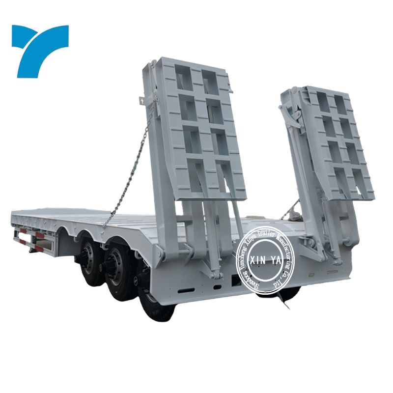 Heavy Duty Tri Axle Gooseneck Lowbed Semi Trailer 60t 100t Low Bed/Lowboy/Low Loader Trailer Bulldozer Equipment Transport Low Boy Semi Trailer Manufacturer
