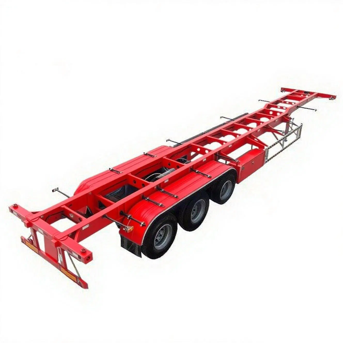 Heavy-Duty 4 Axle Skeleton Semi Trailer with 80 Tons Capacity and Double Drop Design for Low-Height Cargo Transport
