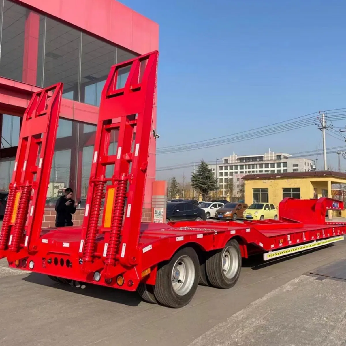 Gooseneck Flat Truck Goldhofer Lowboy Low Bed Trailer Shipping Container 100 Ton Lowbed Log Semi Trailer
