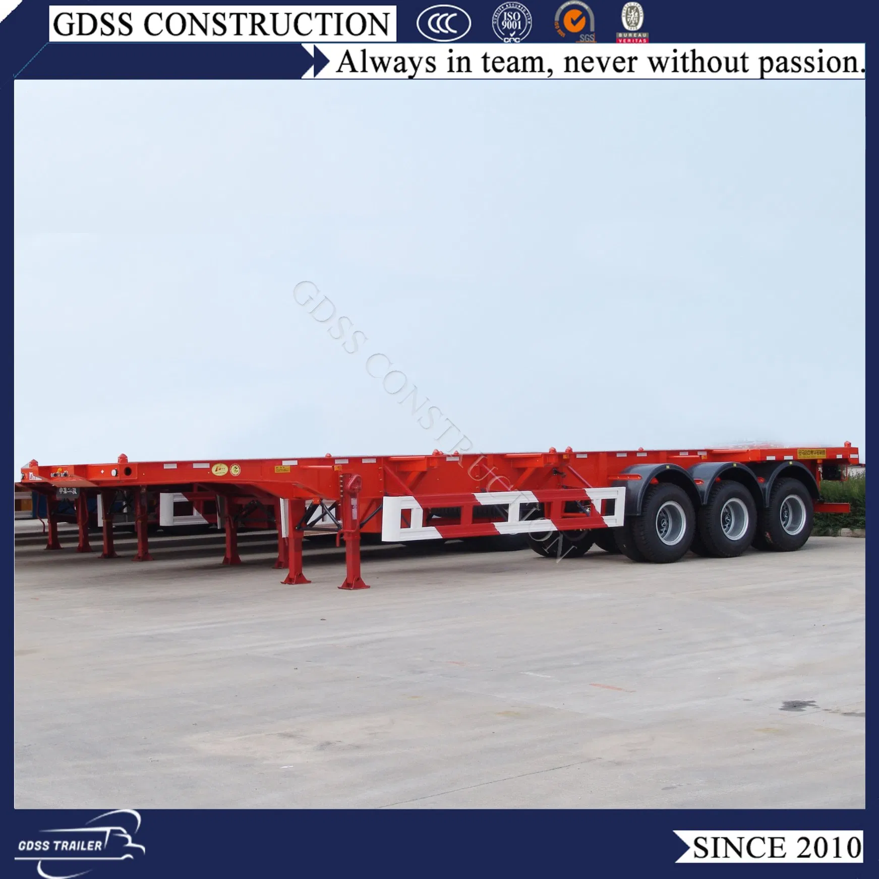Delivery Container 40FT Size Skeletal Chassis Semi Trailer for Sale