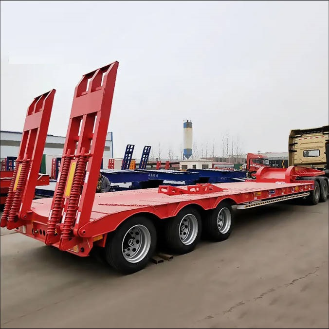 Factory Trailer Manufacture Lowboy Trailer 60 Ton, Low Boy Truck Tralier, White Semi Trailer, Gooseneck Lowbed Trailer, Container Chassis