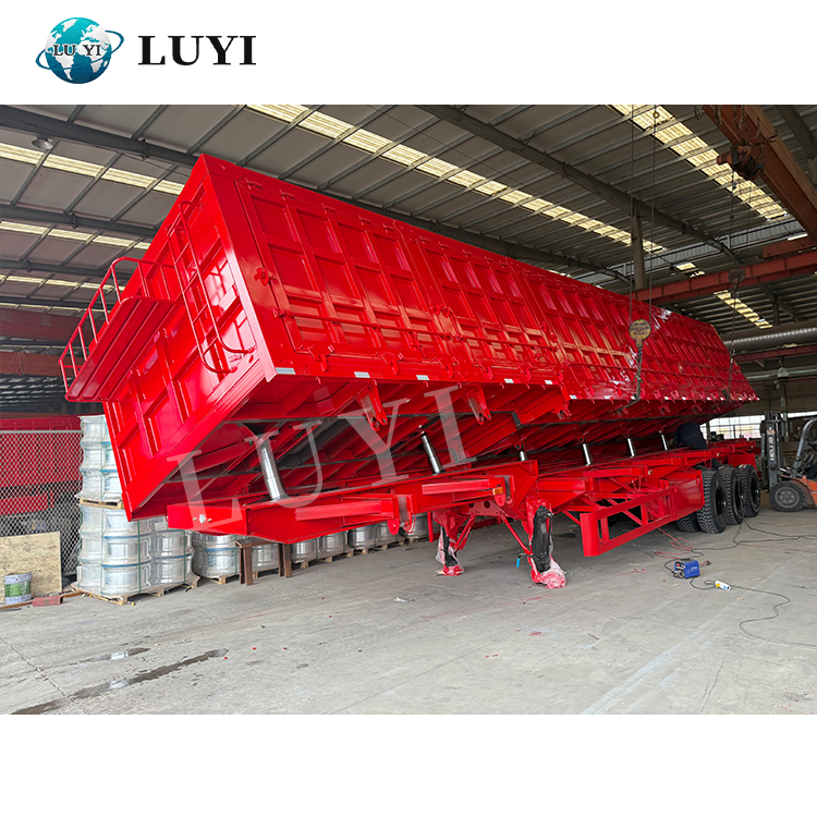 High Quality 60-Ton Luyi 3-Axle Hydraulic Dump Truck/Side Dumper Tipper Semi Trailers 30-50cbm New Steel Material