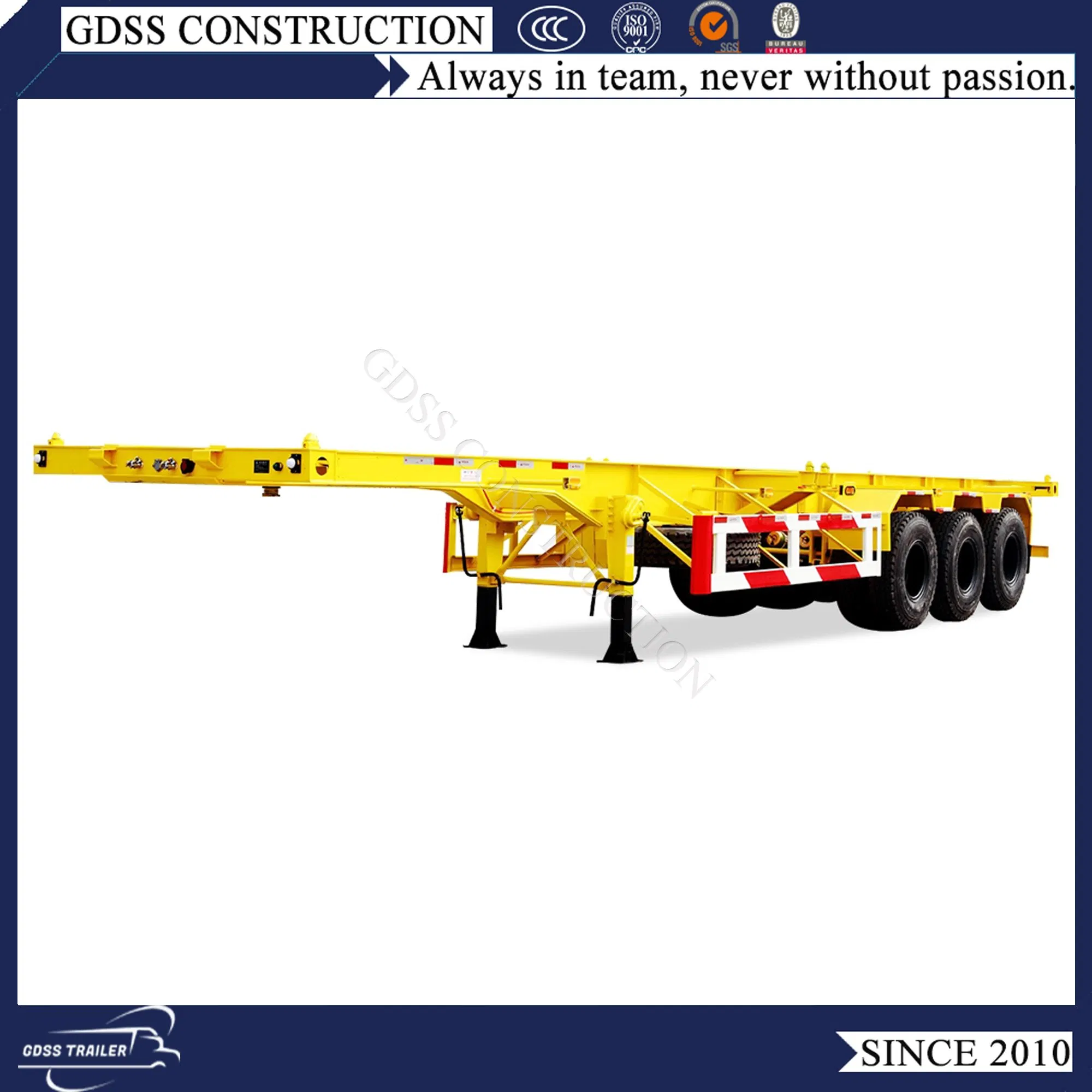 Delivery Container 40FT Size Skeletal Chassis Semi Trailer for Sale