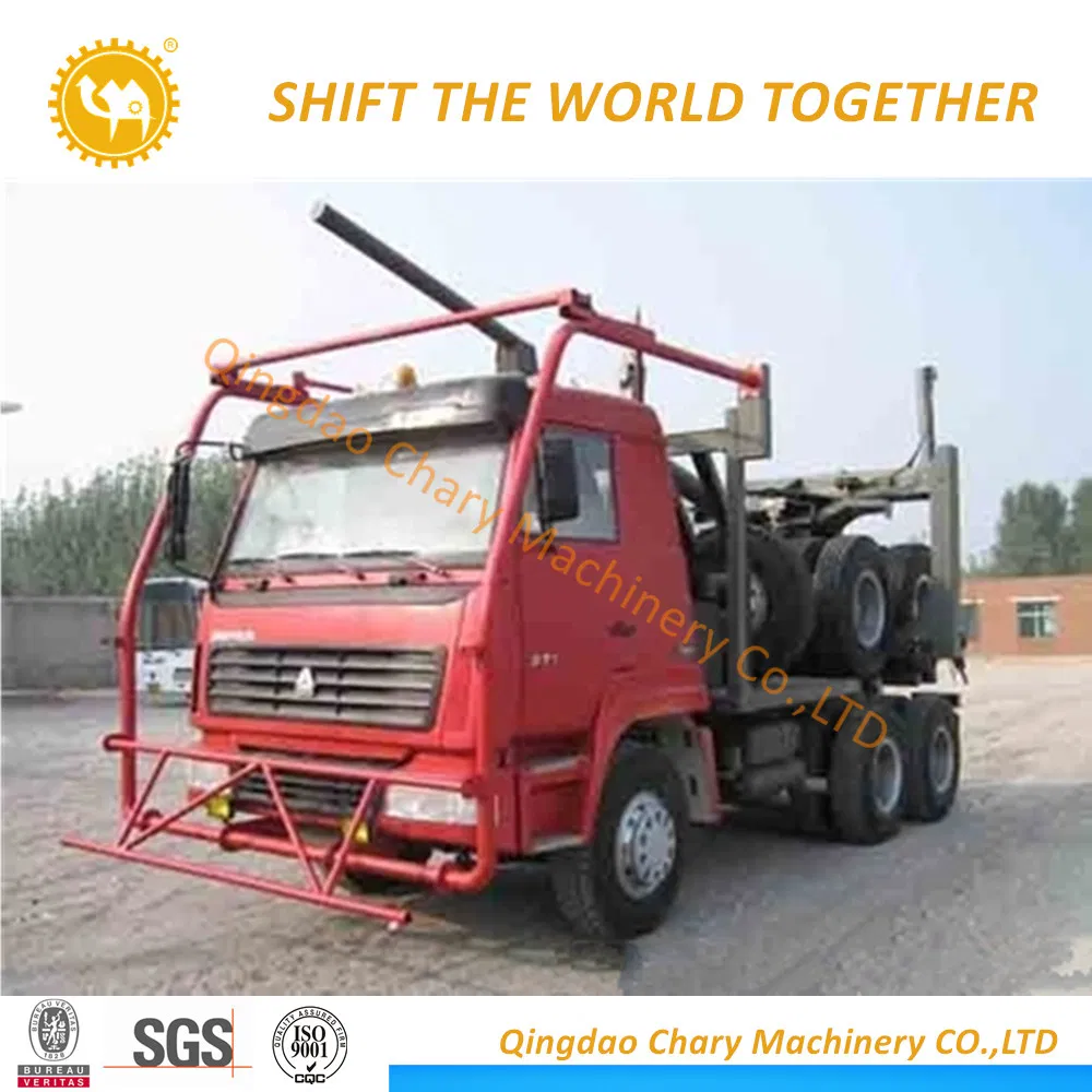 Timber Transport Wagon Wood Lumber Log Loading Flatbed Semi Trailer with Steel Pipes