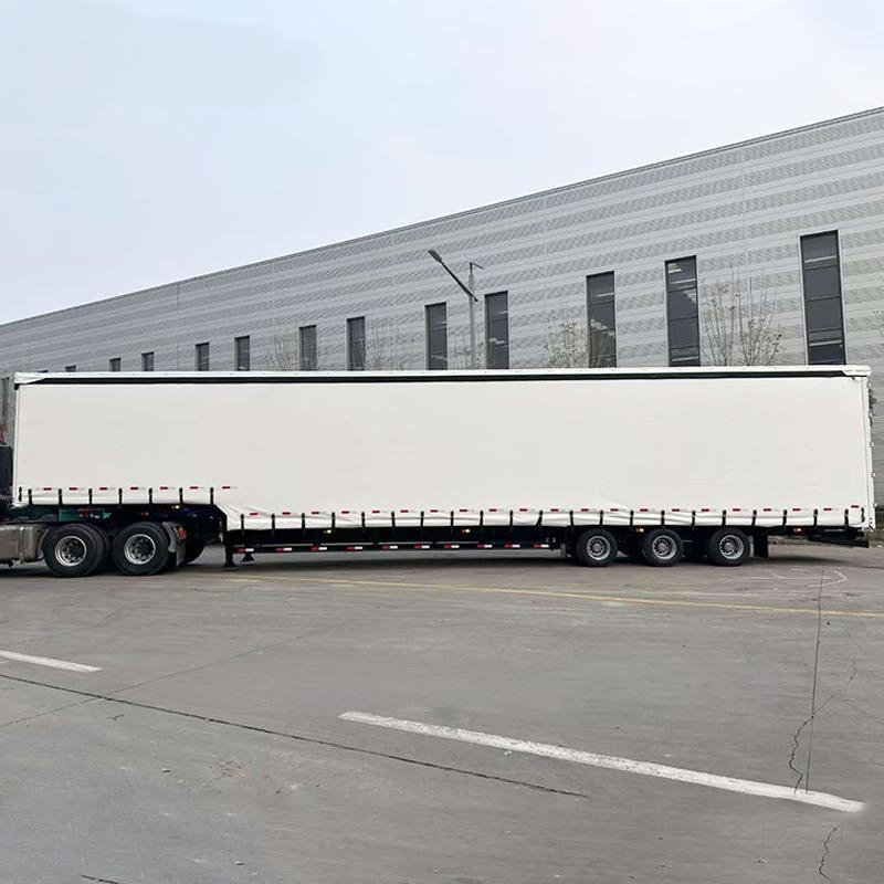 Super Sale Van Box Body Semi Truck Towing Curtain Side Tarpaulin Trailer 3 Axles Van Body Truck Semi Towing PVC Material Curtain Trailer