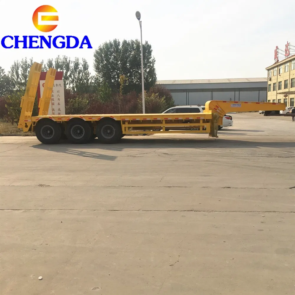 Heavy Duty 3axles Excavator Transport Gooseneck Lowboy Low Loader Bed Lowbed Semi Truck Trailer