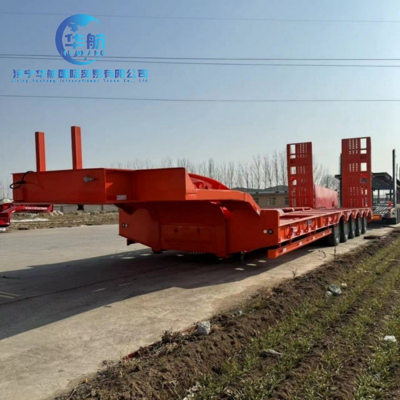 Gooseneck Heavy Duty Trailer Extendable 4 5 Axle Lowbed Long Heavy Duty Steel Low Bed Semi Trailer for Trailer Transport