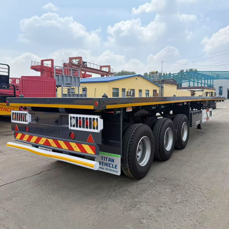 (Spot Discount) China 3/Tri Axles 60 Tons 20/40 Foot FT Container Shipping Flat Deck High Bed Platform Triaxle Flatbed Truck Semi Trailer for Sale Price
