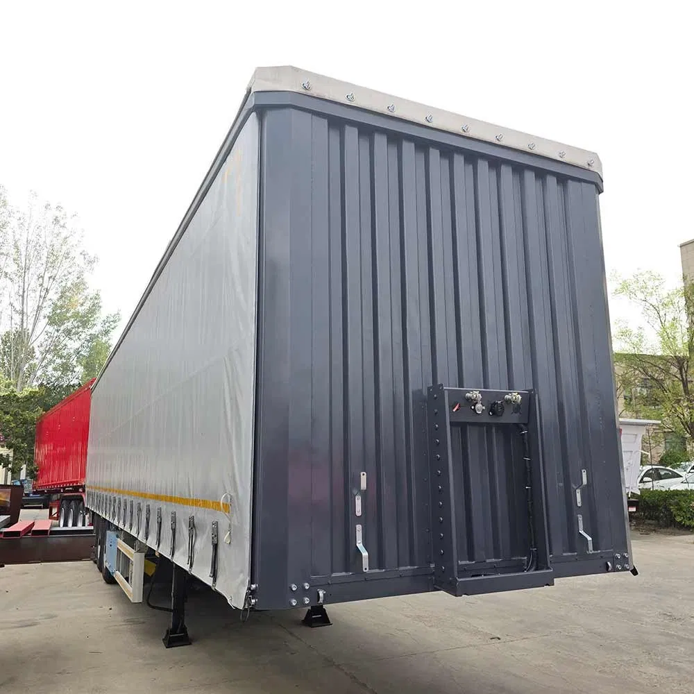 3 Axles 40FT PVC Tarpaulin Tautliner Dry Van Box Beverage Side Curtain Semi Trailer with 12r22.5 Tyre Steel Truck Trailers