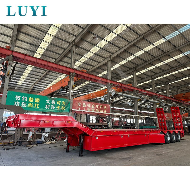 Luyi 60-80ton Flatbed Trailer Truck Trailer Lowbed Semi Trailer Hydraulic Modular Trailer Lowboy Semi Trailer 3/4/5axles Heavy Duty Dolly Semi Trailer